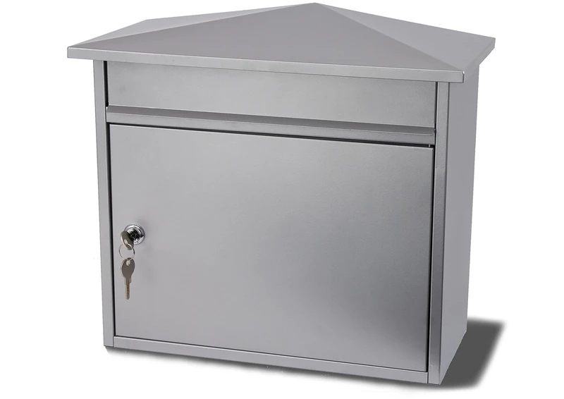 Sterling MB15S Mersey Steel Postbox - Silver, 359 x 349 x 206mm