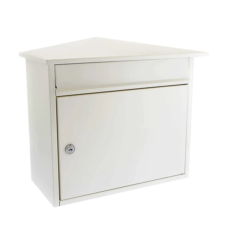 Burg-Wachter MB15 Mersey Large Wall Mounted Galvanised Steel Post Box , White, 36x35x20cm