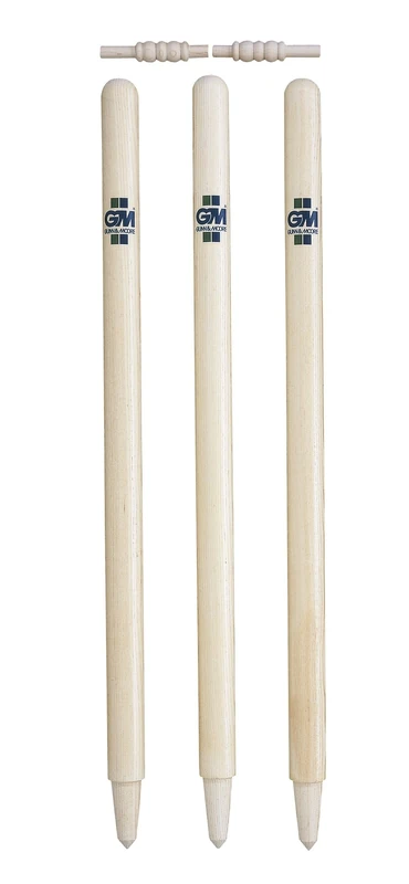 Gunn & Moore GM |- Cricket Wickets 6 Stumps & 4 Bails Set - Test Mens Straight Grained Ash - Regulation Height 28" - Carry Bag - Natural Wax Finished