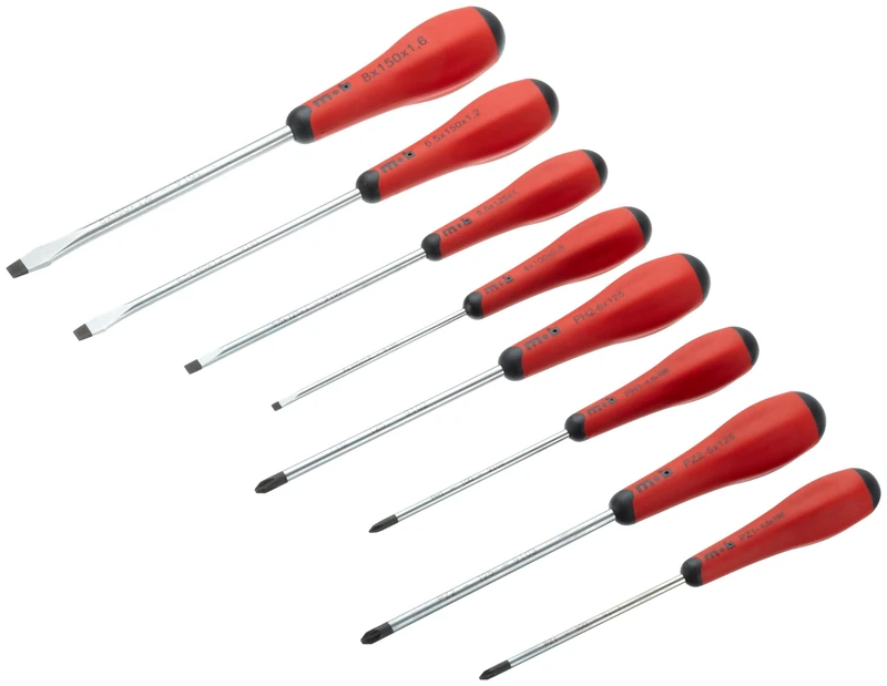Peddinghaus 9129001901 Screwdriver Set, Silver/Red, Set of 8 Piece