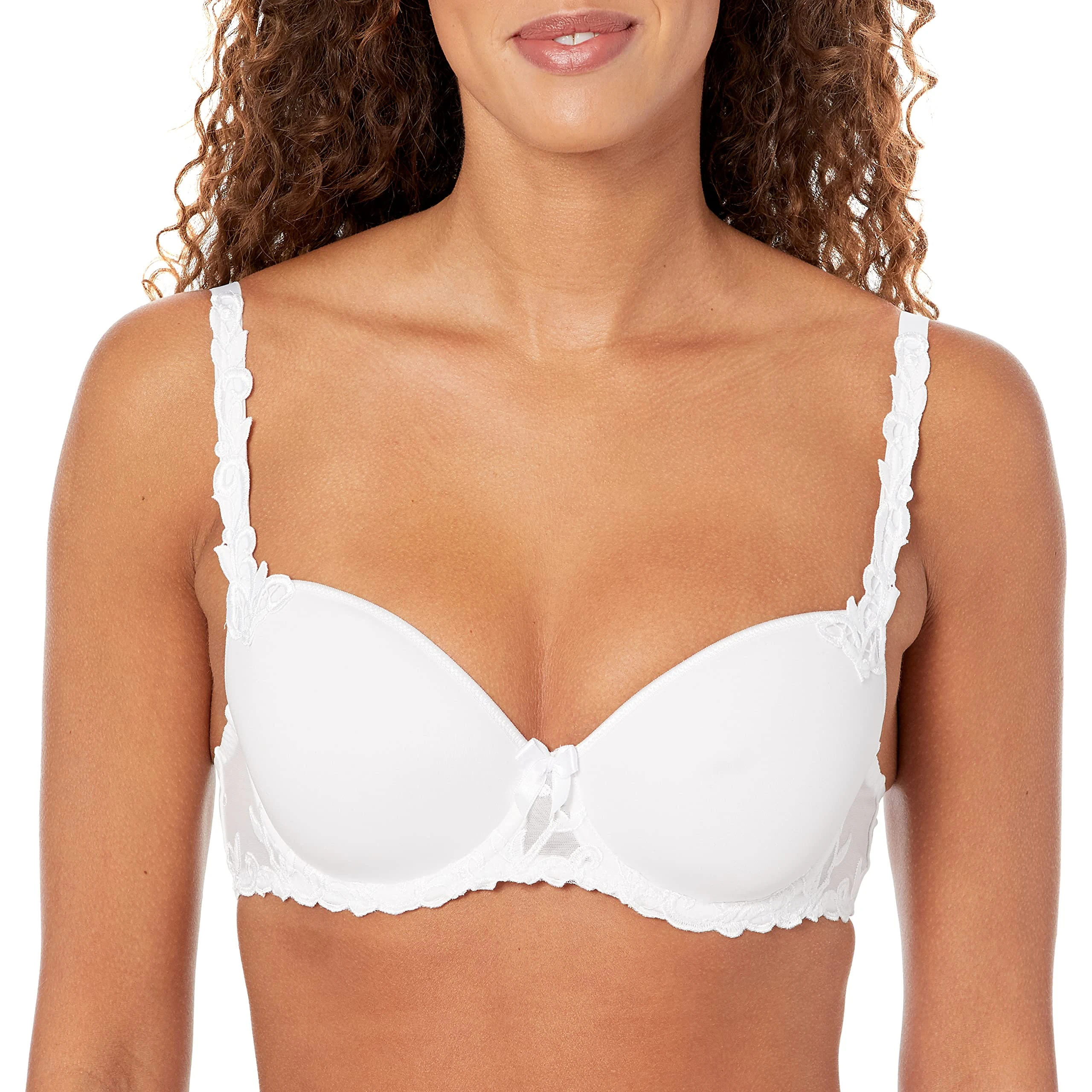 Simone Perele Womens Andora 3D Moulded Bra Size 30E in White Embroidered Padded Underwired