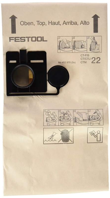 Festool 452970 Replacement Filter Bags for CT 22 Dust Extractor - Pack of 5