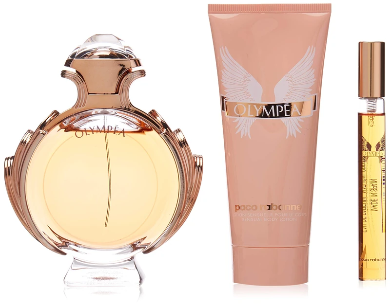 Paco Rabanne Olympea by for Women - 3 Pc Gift Set 2.7oz EDP Spray,0.20oz EDP Spray, 3.4oz Sensual Body Lotion