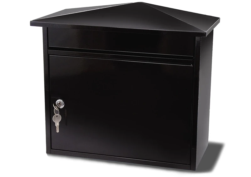 Burg-Wachter MB15BK Mersey Large Wall Mounted Galvanised Steel Post Box , Black 36x35x20cm