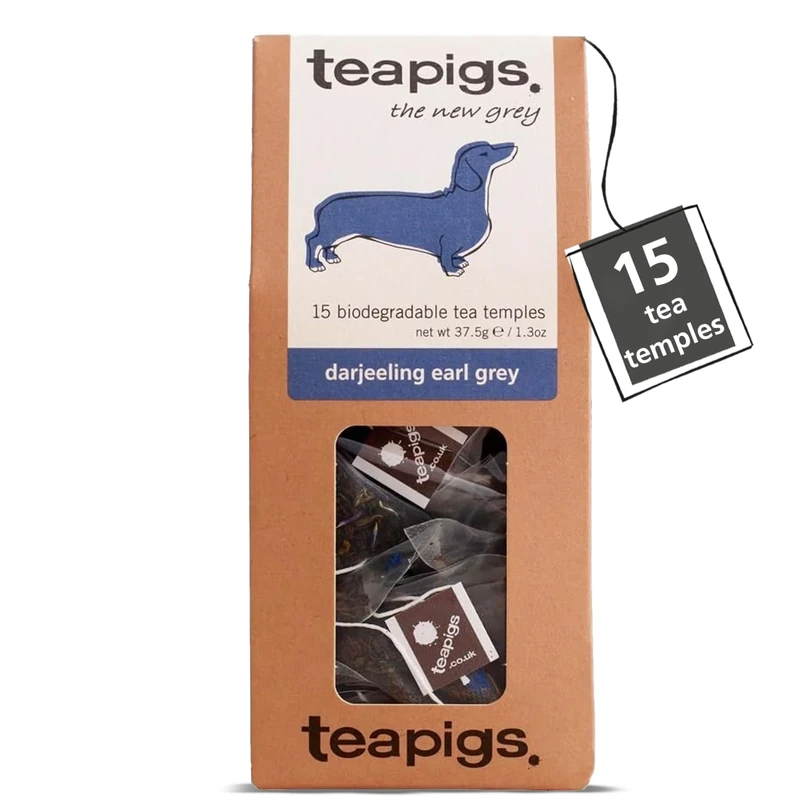 teapigs Darjeeling Earl Grey Tea Bags - Floral & Aromatic Blend with Bergamot & Citrus Notes - Caffeinated & Naturally Energising - 15 Biodegradable Tea Temples (1 Pack)