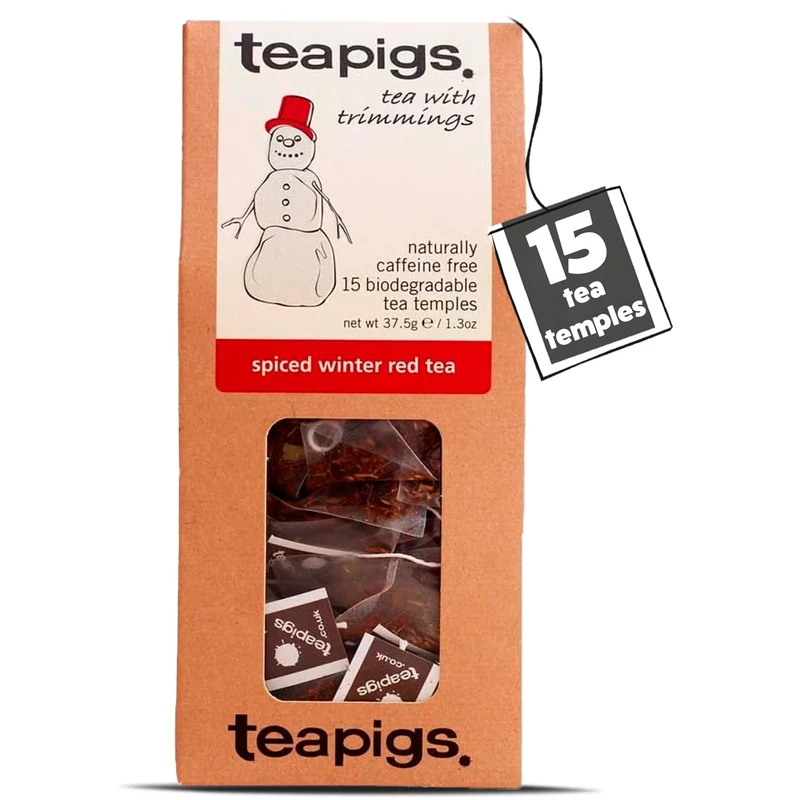 teapigs Spiced Winter Red Tea - Caffeine-Free Rooibos Tea Bags with Cinnamon, Clove & Orange Peel - Warming and Spicy Blend - 15 Temples