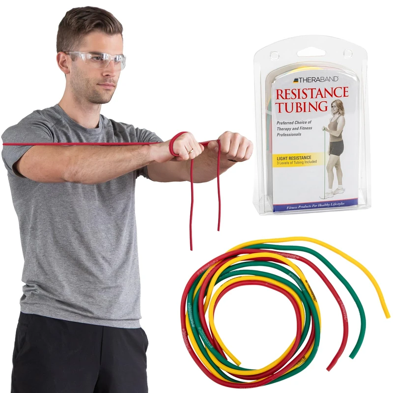 THERABAND Resistance Tubing 7.5m Red Green Light | Latex Resistance Tube for Physiotherapy, Mobility Exercises & Progressive Strength Training