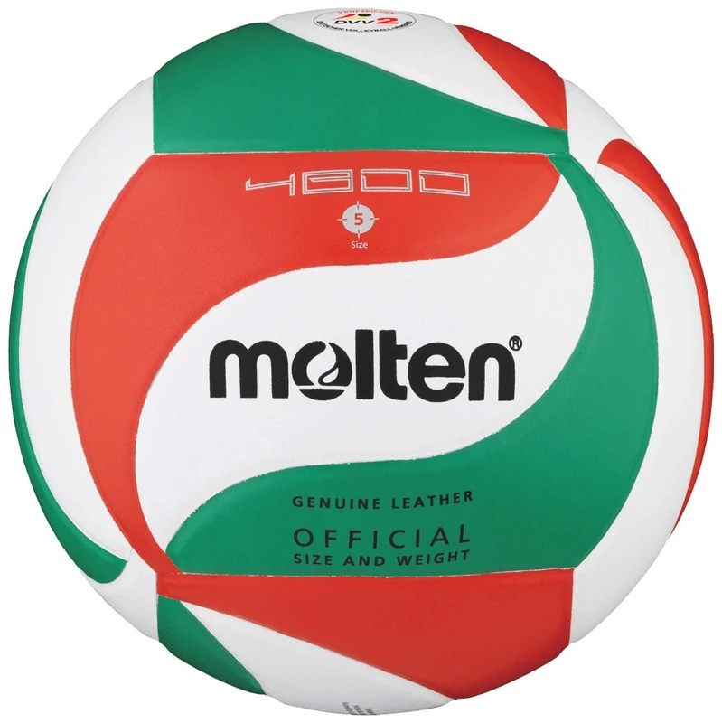 Molten Unisex Adult volleyball ball leather Gr. 5 Ball - white/green/red, 5