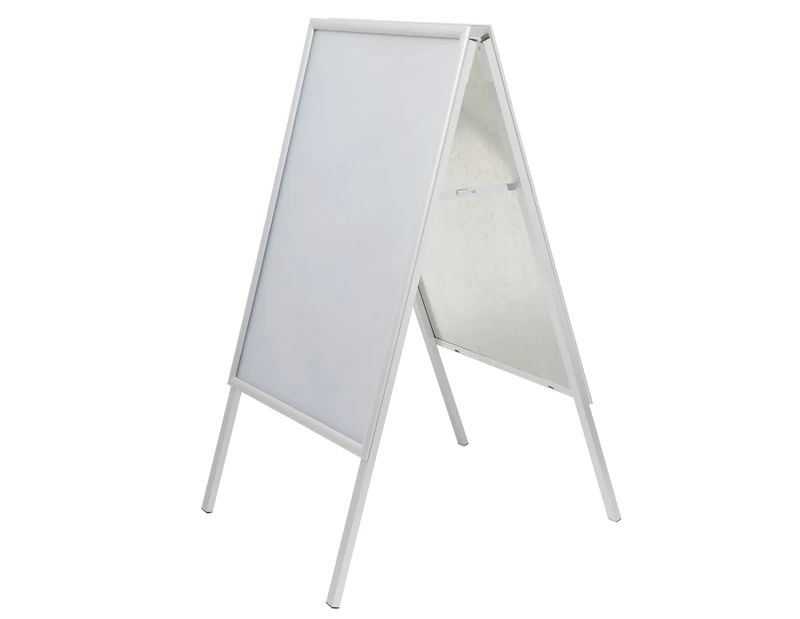 MAUL MAULpublic A1 Customer Stopper Outdoor Aluminium Weatherproof Board for Restaurant, Catering, Kiosk, Double-Sided Stand, 111.5 x 62.4 x 1.2 cm, Silver