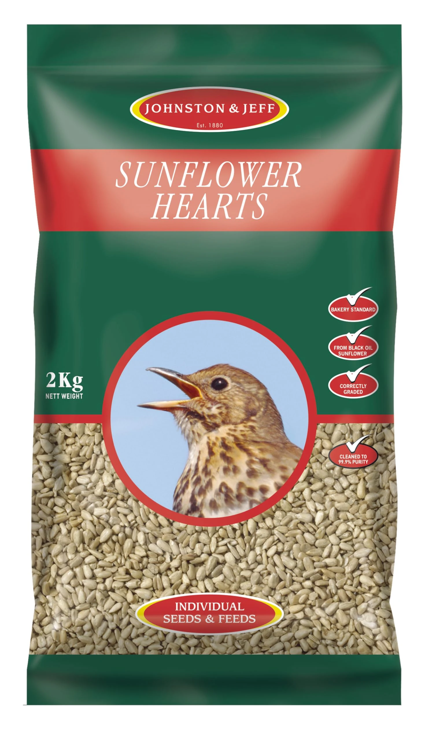 Johnston & Jeff 2kg Sunflower Hearts Premium Wild Bird Food Wildlife Seed