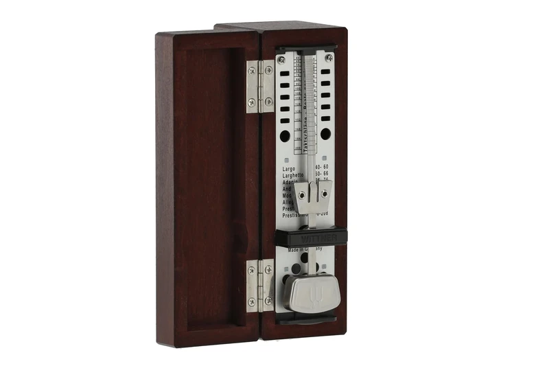 Wittner Metronome Taktell Super-Mini Series 880.2 - Solid wood casing - Without bell - Matte mahogany - Mechanical winding - No batteries required - Made in Germany