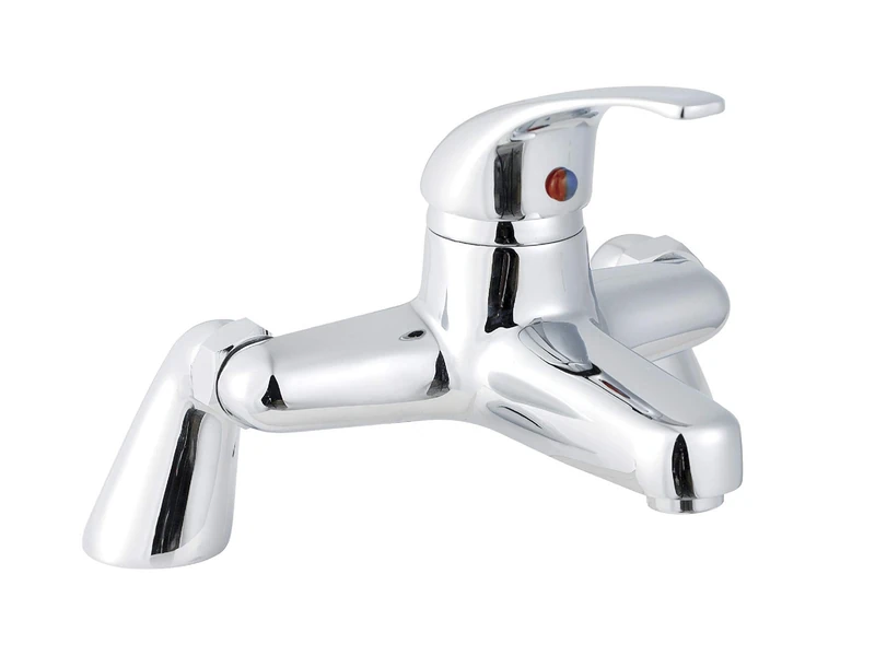 Nuie DTY303 Eon ǀ Modern Bathroom Round Single Lever Deck Mounted Bath Filler Tap, Chrome, 192mm x 190mm