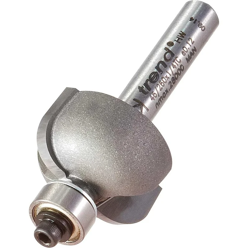 Trend Professional Bearing Guided Cove Router Cutter, 6.3mm Radius, 1/4 Inch Shank, 22.2mm Cut Diameter & 14.3mm Cut Length, Two Bearings, Tungsten Carbide Tipped, 46/260X1/4TC