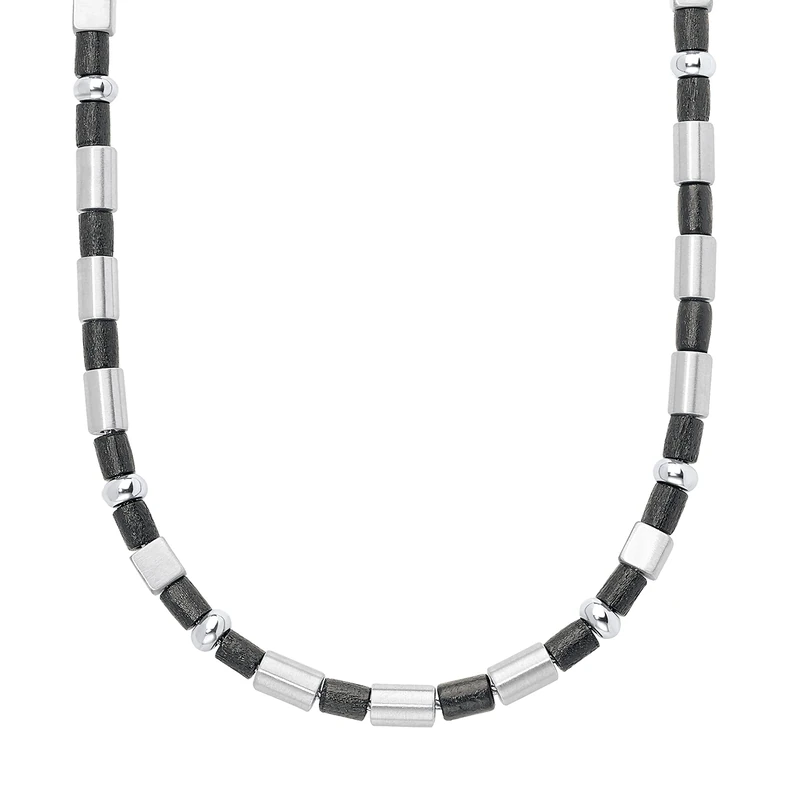 s.Oliver Necklaces Men Sets, 45 cm, Black, Comes in jewelry gift box, 9066360