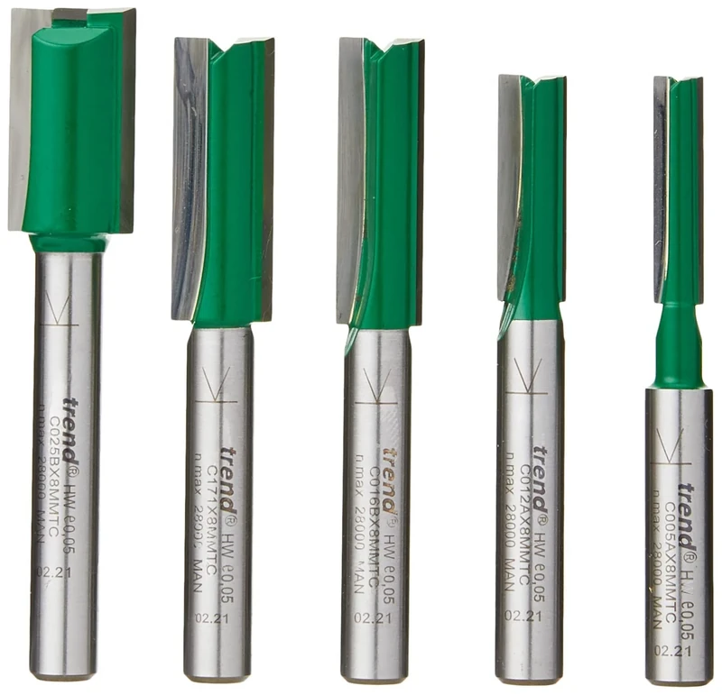 Trend CraftPro 5 Piece Metric Mortise and Tenon Router Cutter Starter Set, 8mm Shank, Craft Range, Storage Case Included, SET/MT2X8MMTC