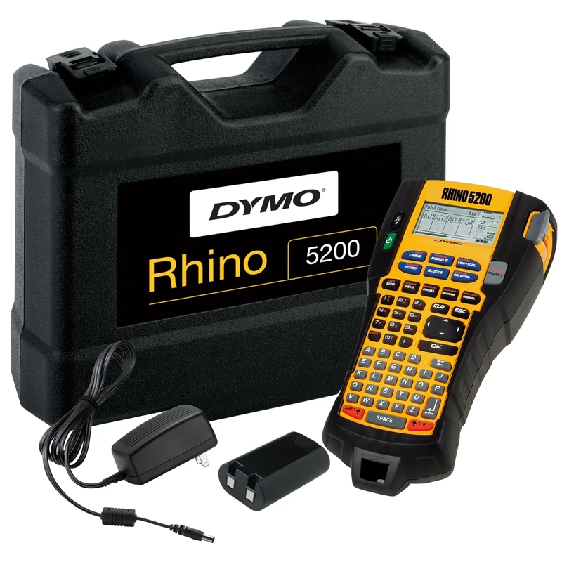 Dymo Rhino 5200 Industrial Label Maker | Labelling Machine Kit Case | Time-Saving Hot KeysPrints FastDurable Label Maker For Job Sites and Heavy-Duty Labelling Jobs | UK Plug