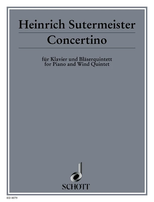 Concertino: clarinet (B), bassoon, trumpet (F), horn (F), tenortrombone and piano. Partition et parties.
