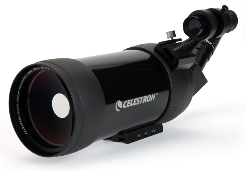 Celestron 52268 Mak 90mm Angled Spotting Scope – Maksutov Spotting Scope – Great for Long Range Viewing – 39x Magnification with 32mm Eyepiece – Multi-Coated Optics – Rubber Armored