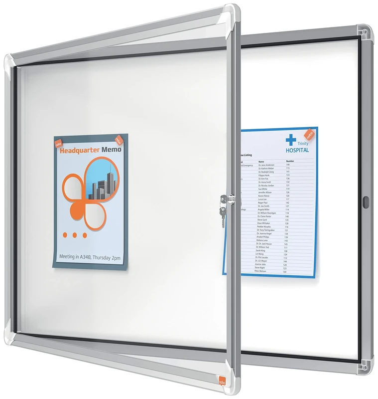 Nobo Outdoor Magnetic Lockable Notice Board 8 x A4, Premium Plus, White, 1902579