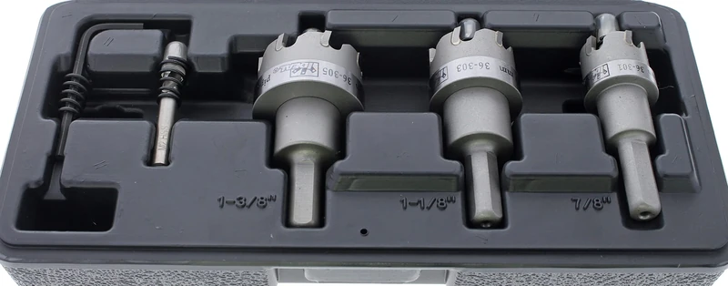 IDEAL Electrical 36-311 TKO™ 4 Pcs Hole Cutter Kit – Carbide Hole Cutter Set, Smooth Start Pilot Bit, Carry Case