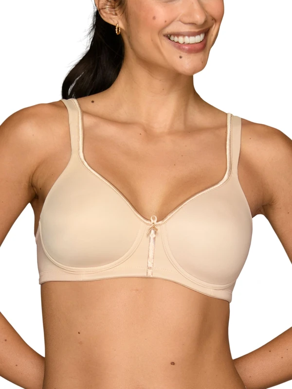 Vanity Fair Women's Bra with 2-Way Convertible Straps, Body Caress Full Coverage, Lightly Lined Cups Up to Dd, Opaque, Wirefree-Beige, 40C