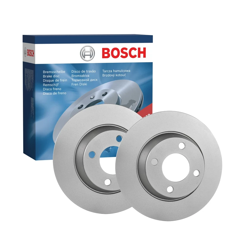 Bosch BD114 Brake Disc Set - 280 mm Solid High-Carbon Discs - Front Axle - ECE-R90 Certified - Stable Braking, Low Vibration and Long Service Life - 1 Set of 2 Discs