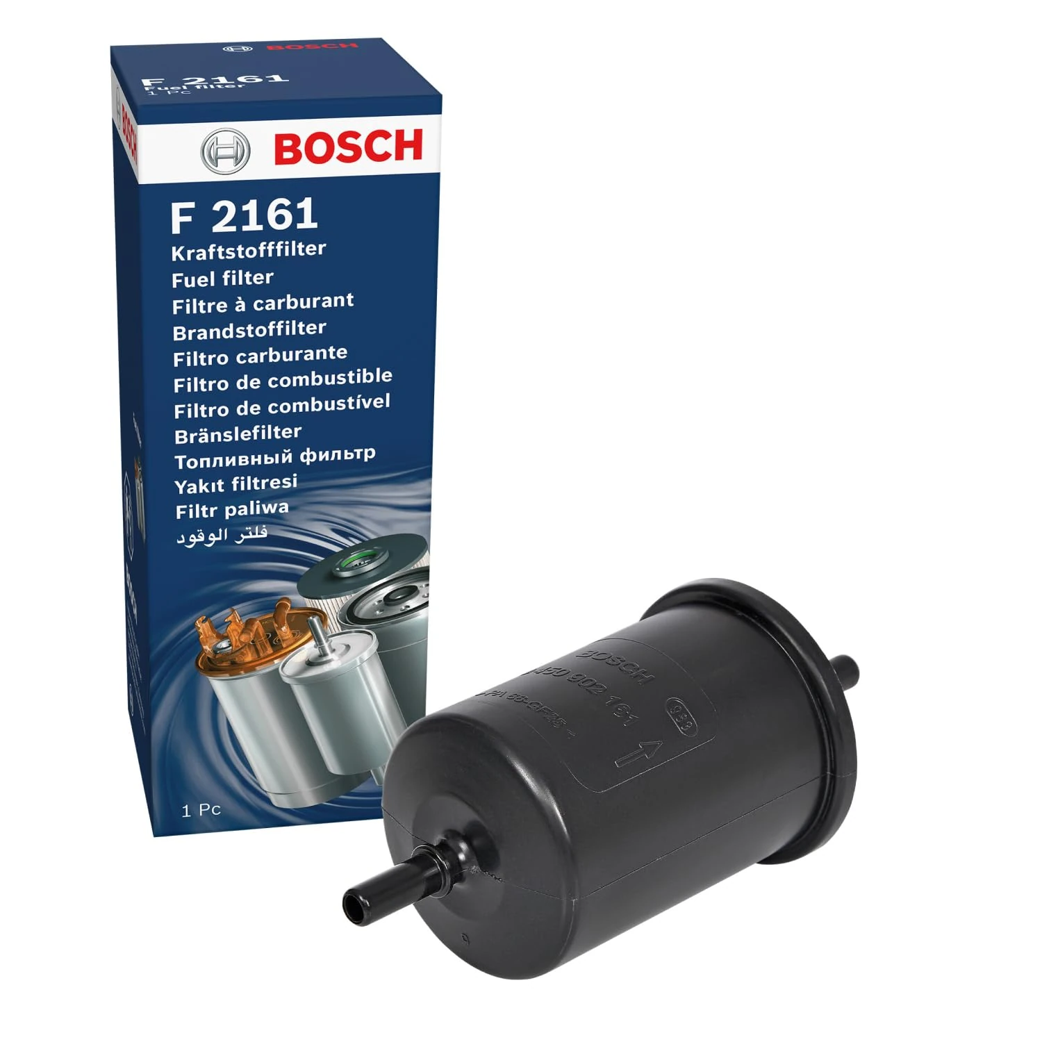 Bosch F2161 Car Gasoline Filter - Separates Particles from Fuel - Protects the Injection System