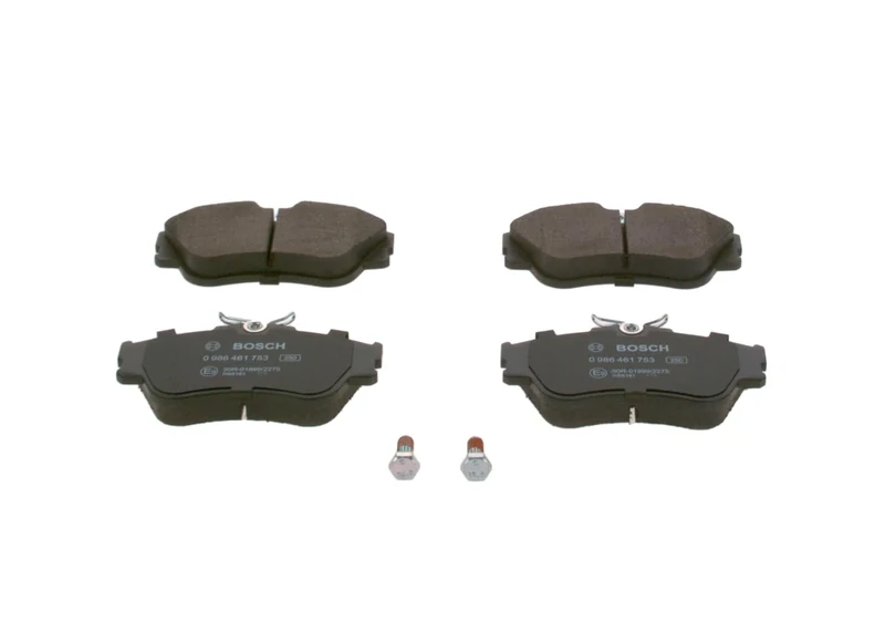 Bosch BP607 - Brake Pads Car Front Axle - Bosch Quality - Reduced Noise and Dust - ECE-R90 Certified - Copper-Free - 1 Set of 4 Pads - With Accessories