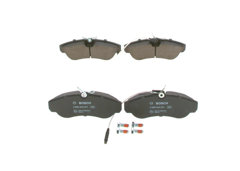 Bosch BP014 - Brake Pads Car Front Axle - Bosch Quality - Reduced Noise and Dust - ECE-R90 Certified - Copper-Free - 1 Set of 4 Pads - With Accessories