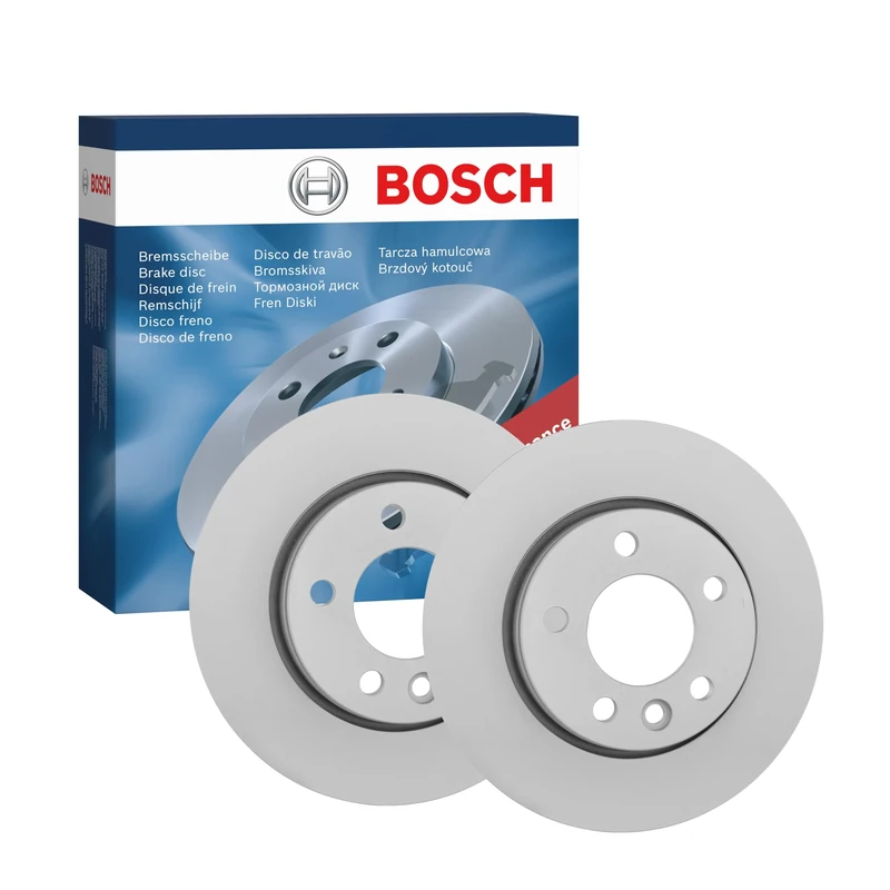 Bosch BD1027 Brake Disc Set - 294 mm Vented High-Carbon Disc - Rear Axle - ECE-R90 Certified - Great Cooling and Noise Suppression, Advanced Corrosion protected - 1 Set of 2 Discs