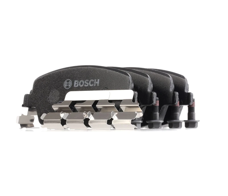 Bosch BP967 - Brake Pads Car Front Axle - Bosch Quality - Reduced Noise and Dust - ECE-R90 Certified - Copper-Free - 1 Set of 4 Pads - With Accessories