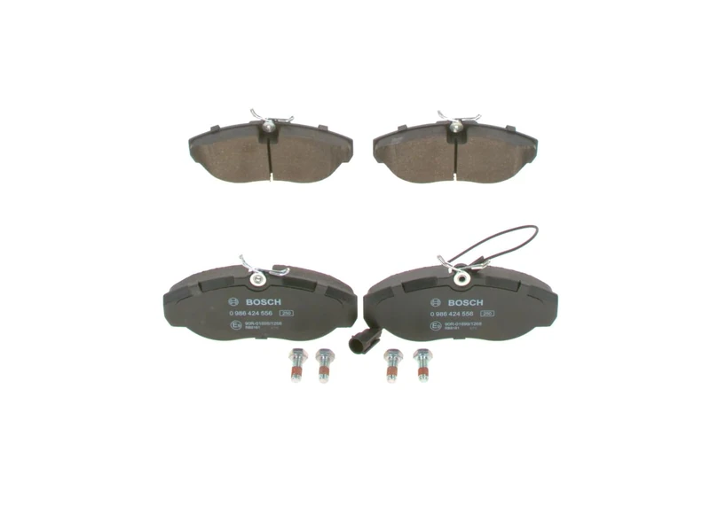 Bosch BP304 - Brake Pads Car Front Axle - Bosch Quality - Reduced Noise and Dust - ECE-R90 Certified - Copper-Free - 1 Set of 4 Pads - With Accessories