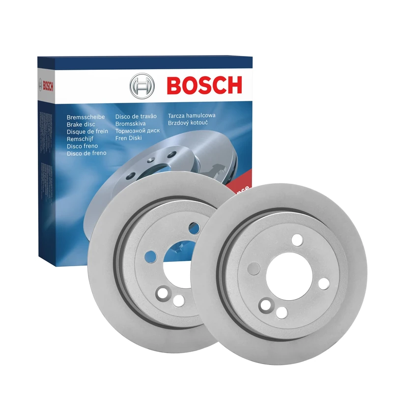 Bosch BD520 Brake Disc Set - 258.7 mm Solid Discs - Rear Axle - ECE-R90 Certified - Long Service Life, Advanced Corrosion Protection - 1 Set of 2 Discs