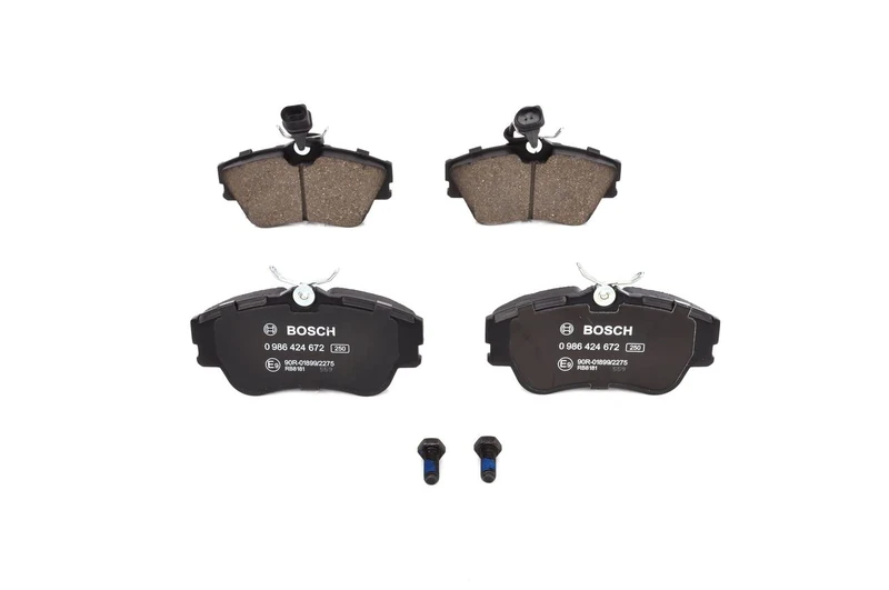 Bosch BP388 - Brake Pads Car Front Axle - Bosch Quality - Reduced Noise and Dust - ECE-R90 Certified - Copper-Free - 1 Set of 4 Pads - With Accessories