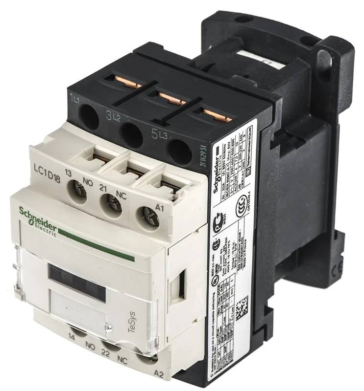 Schneider Electric, TeSys D contactor - 3P(3 NO) - AC-3 - <= 440 V 18 A - 48 V AC coil, LC1D18E7