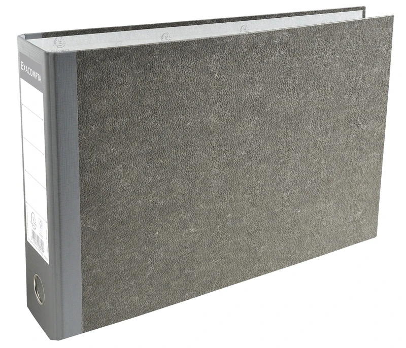 Exacompta - Ref 53310E - PVC Lever Arch File - 24 x 37 cm in Size, Suitable for Landscape A4 Documents, 80mm Spine, 75mm Rings, Reinforced Metal Finger Pull - Grey