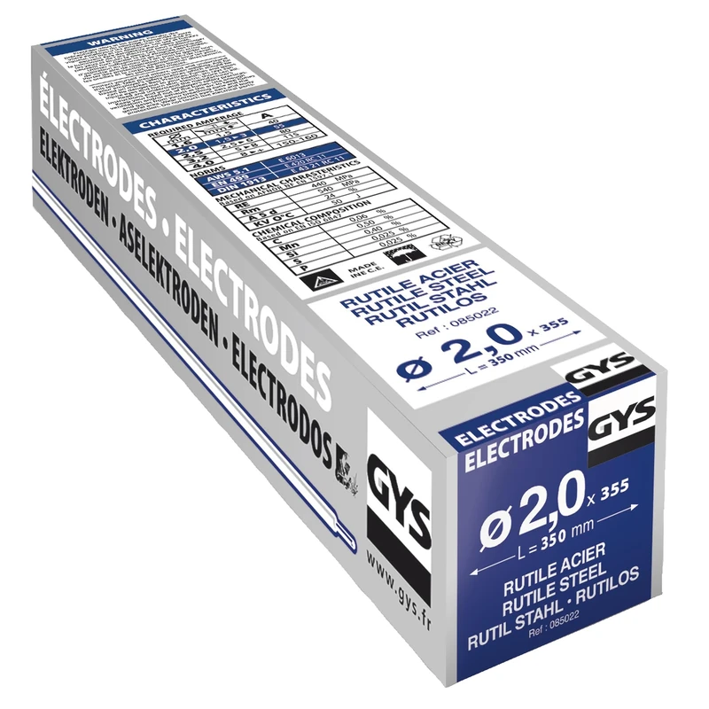 GYS 085022 Steel Rutile E6013 Welding Electrode, MMA, Ø2.0, 355 pack