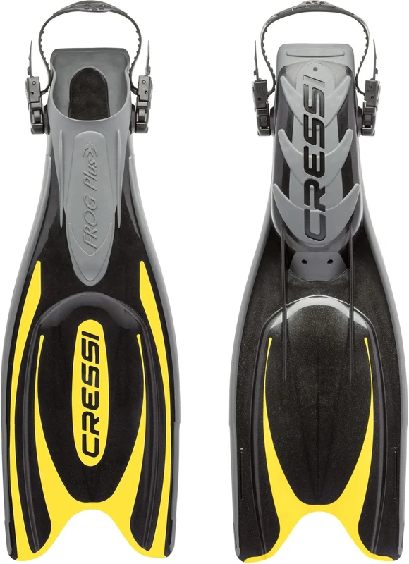 Cressi Men's Cressi Frog Plus Open Heel Scuba Fins, Black Yellow, S M UK 7 8 - EU 38 41