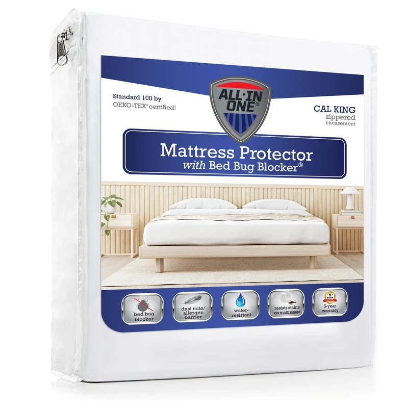 Bed Bug Blocker All-in- 1 Mattress Protector, California King, White