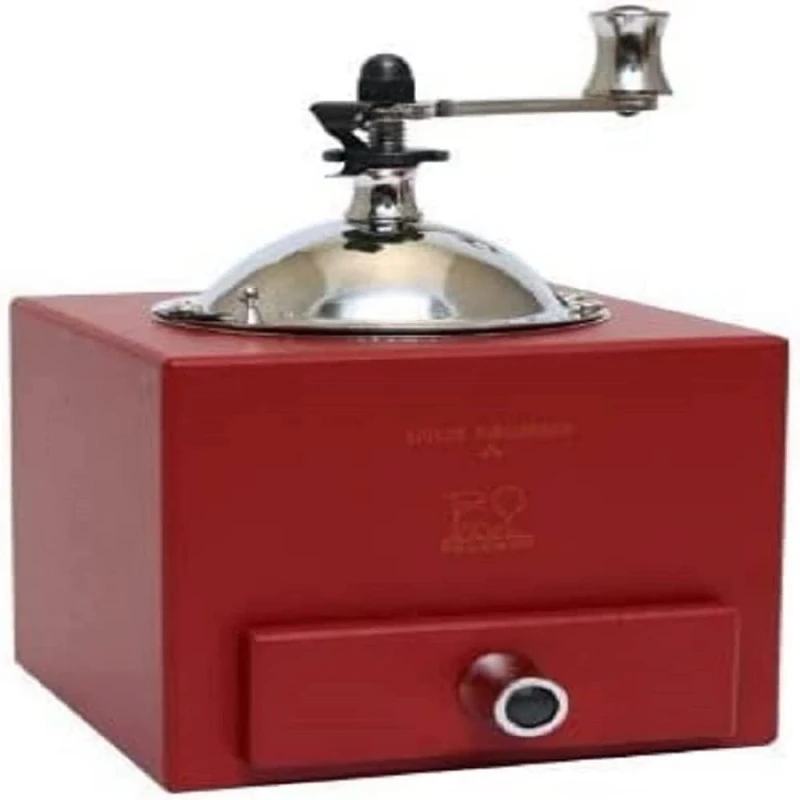 PEUGEOT - Roellinger Pepper Mill 13 cm – Inspired by The Traditional Crank-Handle Mill with Drawer – Classic Grinding Adjustment – Made from PEFC-Certified Wood – Made in France – Chili Color