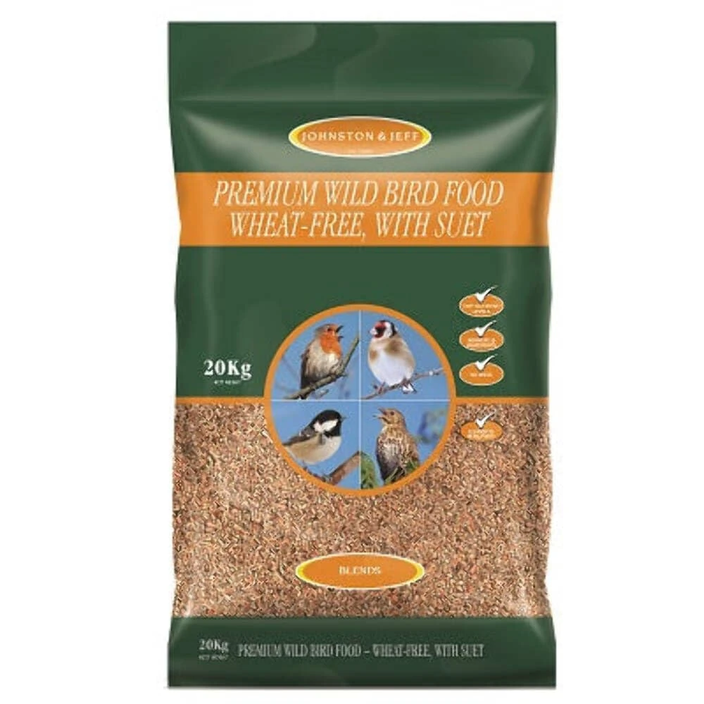 Johnston & Jeff Premium Wild Bird Food, Wheat Free with Suet 20 kg