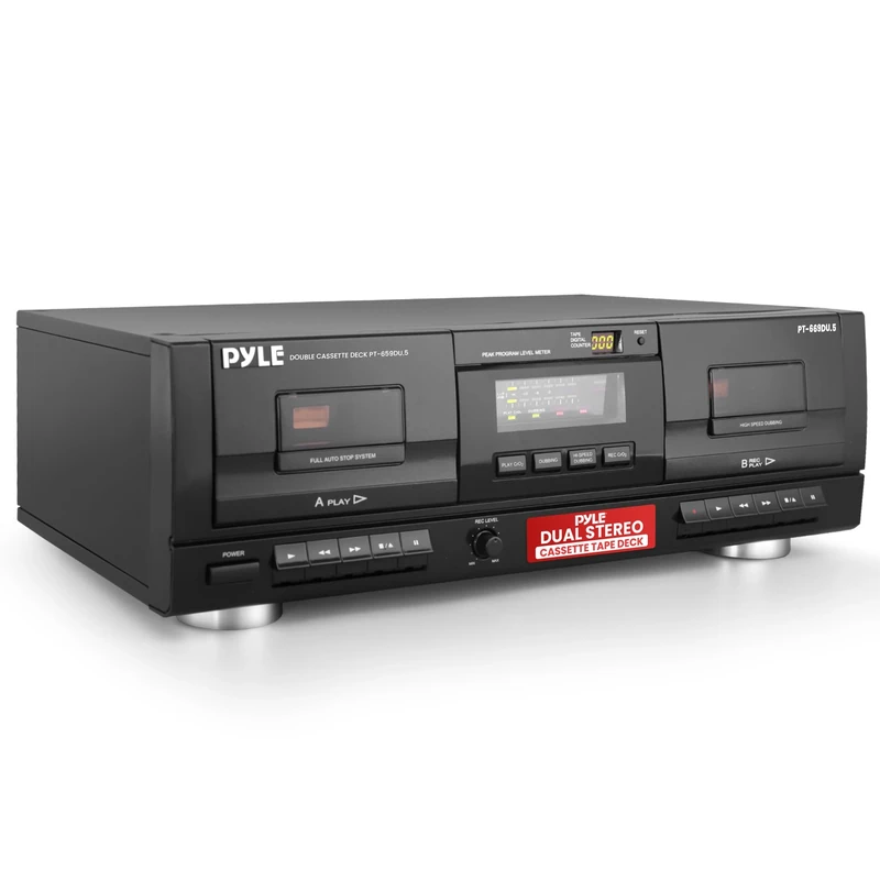 Pyle PT659DU Dual Stereo Cassette Deck with Tape USB to MP3 Converter