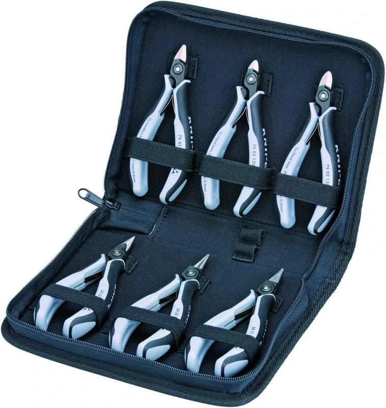 KNIPEX Case for Electronics Pliers with Tools for Work on Electronic Components 6 Parts 215 mm, 00 20 16 P ESD