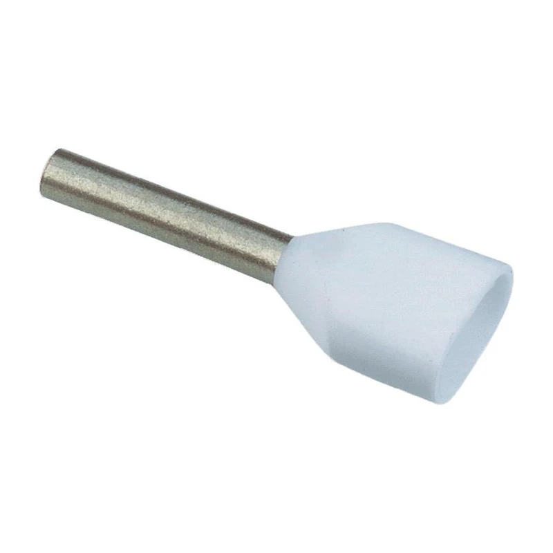 Vogt Verbindungstechnik 470108D Twin Wire End Sleeves 0.50 mm² Partially Insulated White Pack of 100 - Image 1