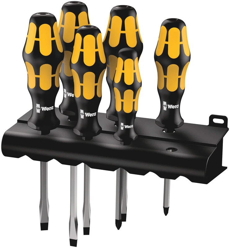Wera 932 S/6 Kraftform Chiseldriver screwdriver set and rack, Phillips/Slotted, 6pc, 05018282001
