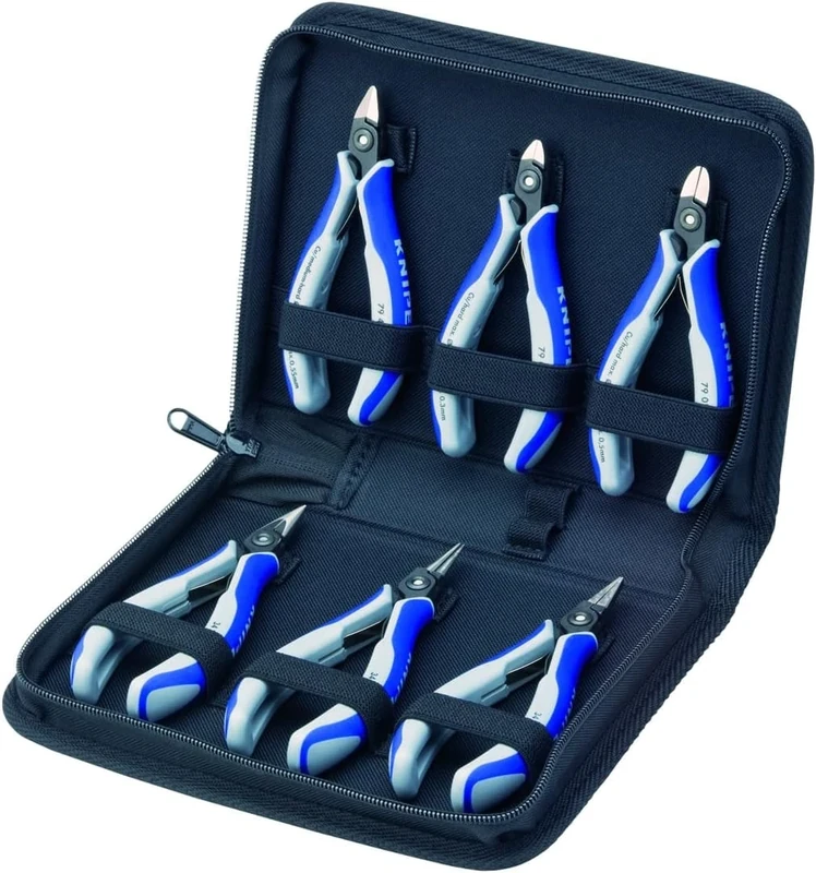 KNIPEX Case for Electronics Pliers with Tools for Work on Electronic Components 6 Parts 215 mm, 00 20 16 P