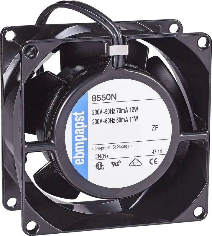 ebm-papst 8550 N Axial Fan 230V AC 50 m3/h 80x80x38mm Black