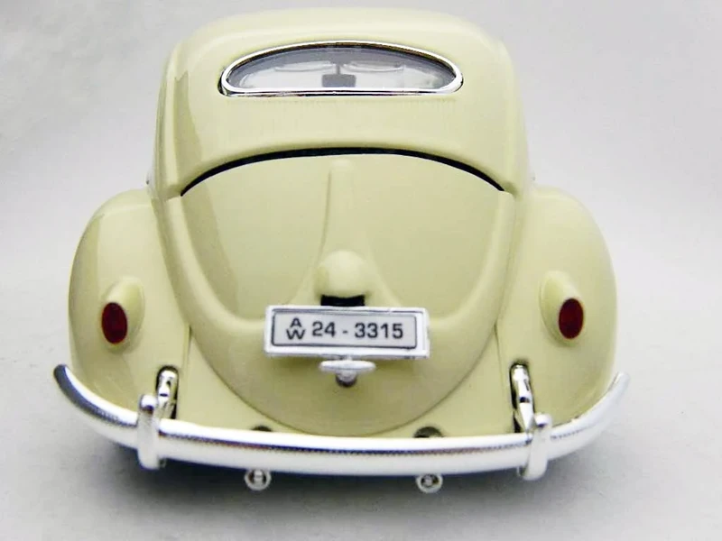 Bburago 1955 Volkswagen Kafer-Beetle Diecast Model Car, 1:18 Scale, Grey, Die-Cast Metal with Plastic Parts, Opening Doors, Bonnet and Boot