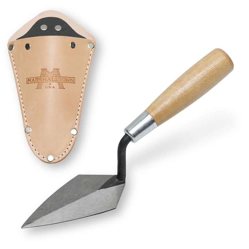 MARSHALLTOWN ATH45 Philadelphia Pointing Trowel – 4½" Single‑Piece Forged High Carbon Steel, Hardwood Handle, Includes Rugged Archaeology Holster for Field Digging & Precision Work