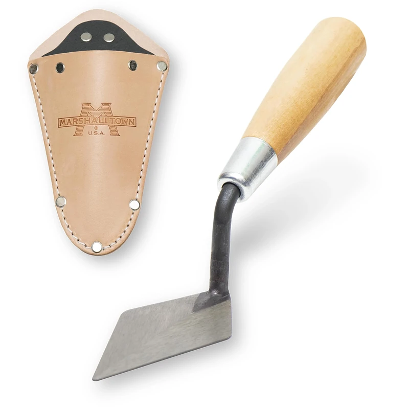 Marshalltown Archaeology Trowel with Leather Case with Wooden Handle Carbon Steel Trowel Size 102x51 mm